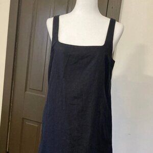 A New Day Black Linen Blend Sleeveless Square Neck Shift Dress
